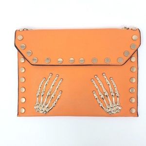 Mellow World Clutch Handbag Skeleton Hands Orange